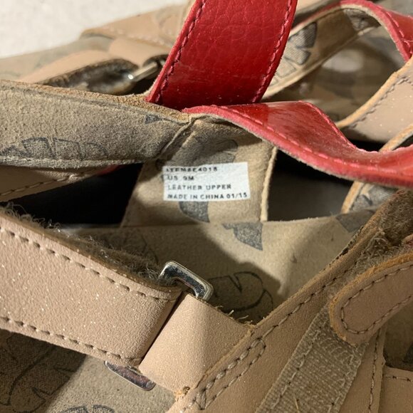 Golfstream Shoes Women's Size 9M Red Leather Open Toe Hook & Loop Golf Sandals - Picture 4 of 9